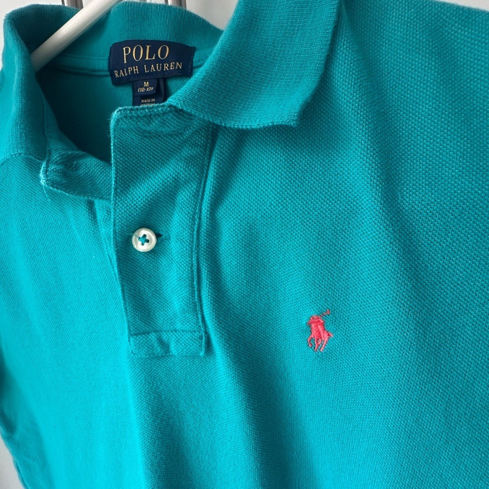 Polo by Ralph Lauren Teal Polo with Red Pony Embroidery Size 10/12 0165 - Picture 2 of 7